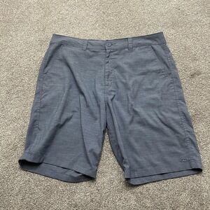 O'Neill Chino Shorts Mens 36 Blue Gray Flat Front Zip Fly 10 in Inseam Heathered